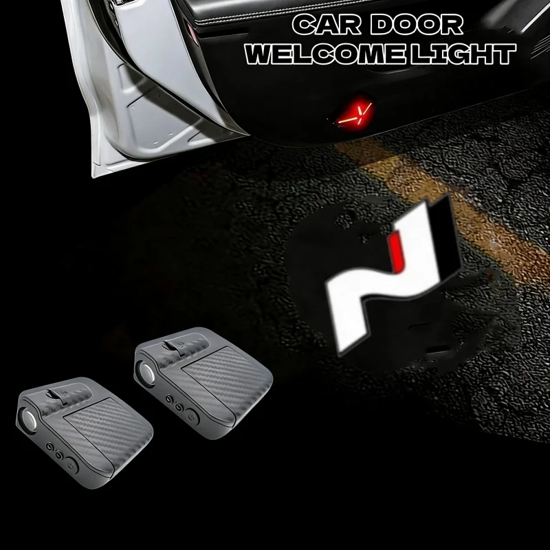 

2pcs Door Light LED Courtesy Shadow For Hyundai N Line Veloster I10 Elantra Santa Fe I30 Logo Car Light Puddle Lamp Accessories