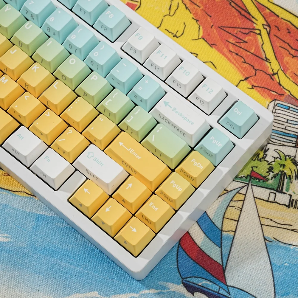Cherry Sora PBT Keycaps Korean Russian German Spanish Shine Through Letters Mx Switch Mechanical Keyboard Key Caps Rainy75