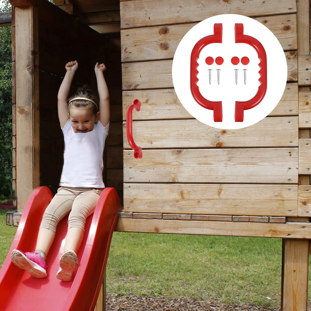 1 مجموعة دائم عدم الانزلاق مقبض بلاستيكي ملعب مقبض السلامة الاطفال سوينغ تسلق الإطار قبضة عدة سوينغ قبضة قضبان واقية