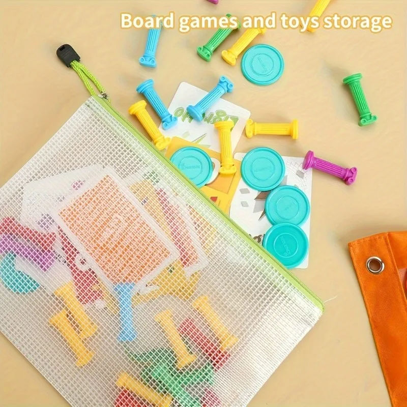 5PCS A5 Mesh Zipper File Bag Creative Student Stationery Waterproof Pen Bag Office Transparent Data Bag Bill Storage Bag image 5