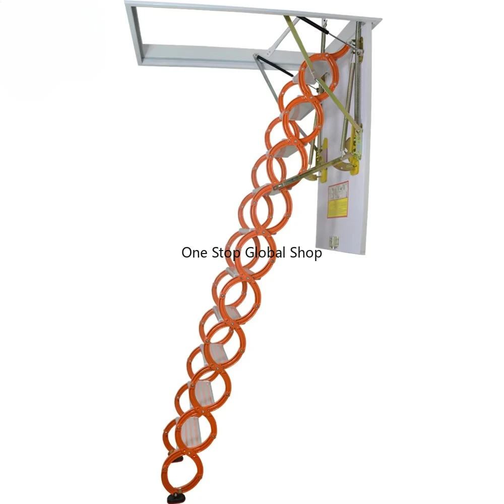 High Quality Telescopic Manual Operation Attic Ladder Staircases Modern Design Retractable Step Ladder for Small Spaces