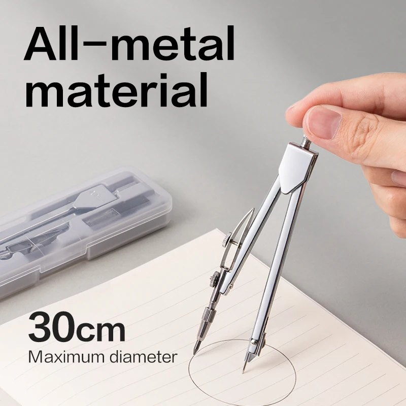 Deli conjunto de bússola de metal, exame de desenho profissional, ferramenta geométrica, material de papelaria para estudantes