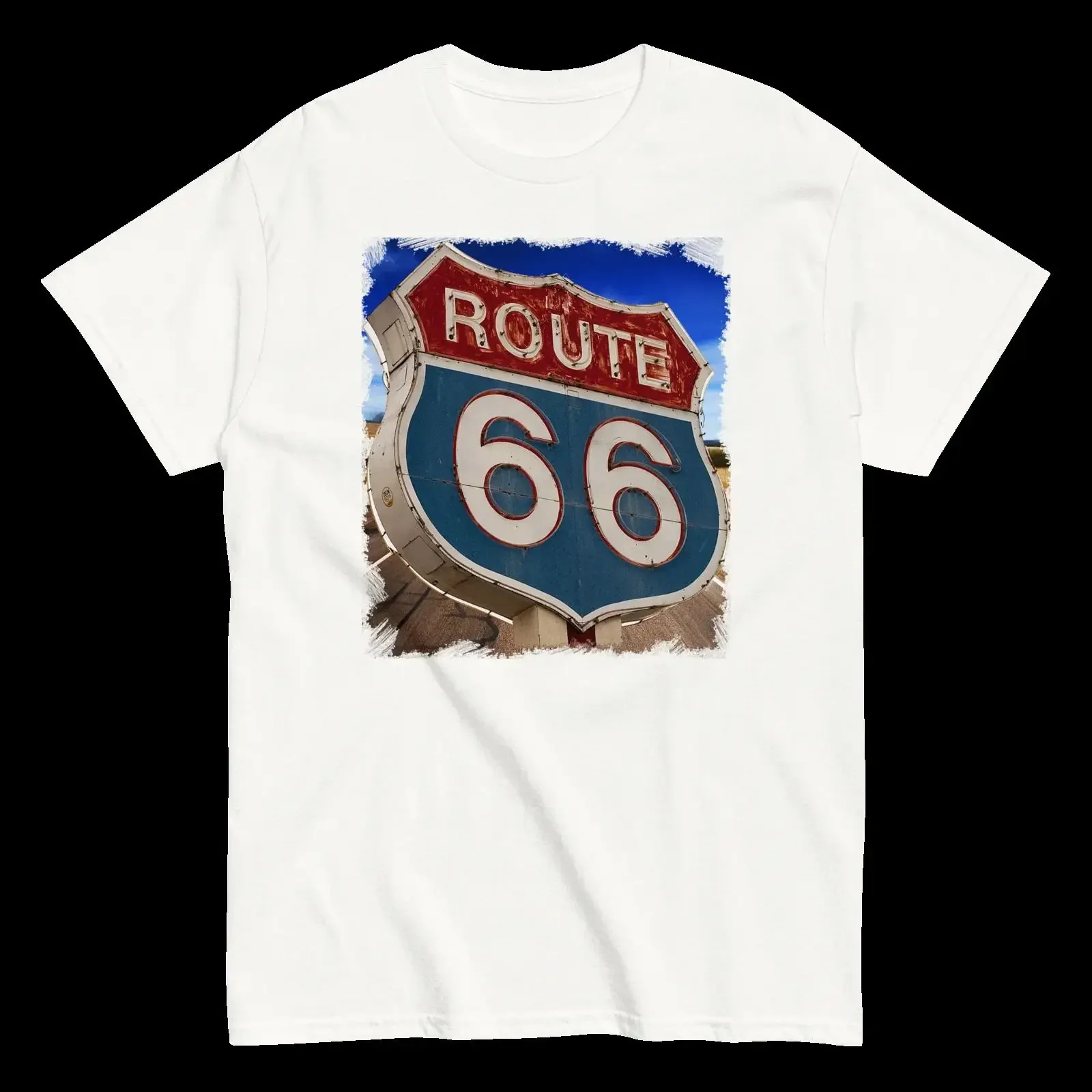 T-shirt Uomo Route 66 Stampa Vintage Iconica Americana 12066 4 STREET STYLE vintage Lavata Grafica Elasticizzata Unisex Leggermente Elasticizzata