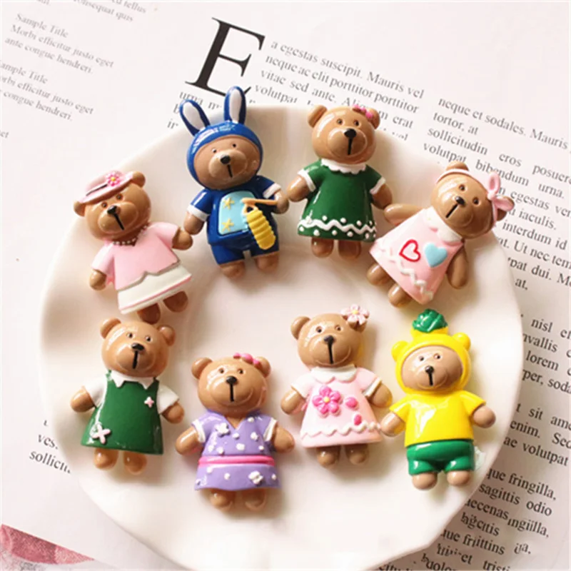 26*37mm Resin Christmas Cute Bear Decoration Craft Flat back Cabochons Embellishments For Scrapbooking Phone Diy Accessories