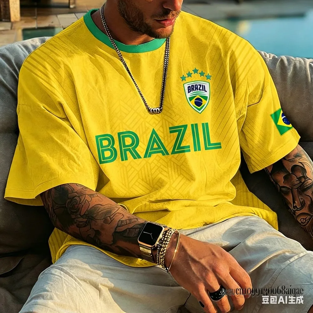 

Summer New Style Brazilian National Team 3D Printed Family Wear Football Jersey T-shirt Comfortable and Suitable for Sports