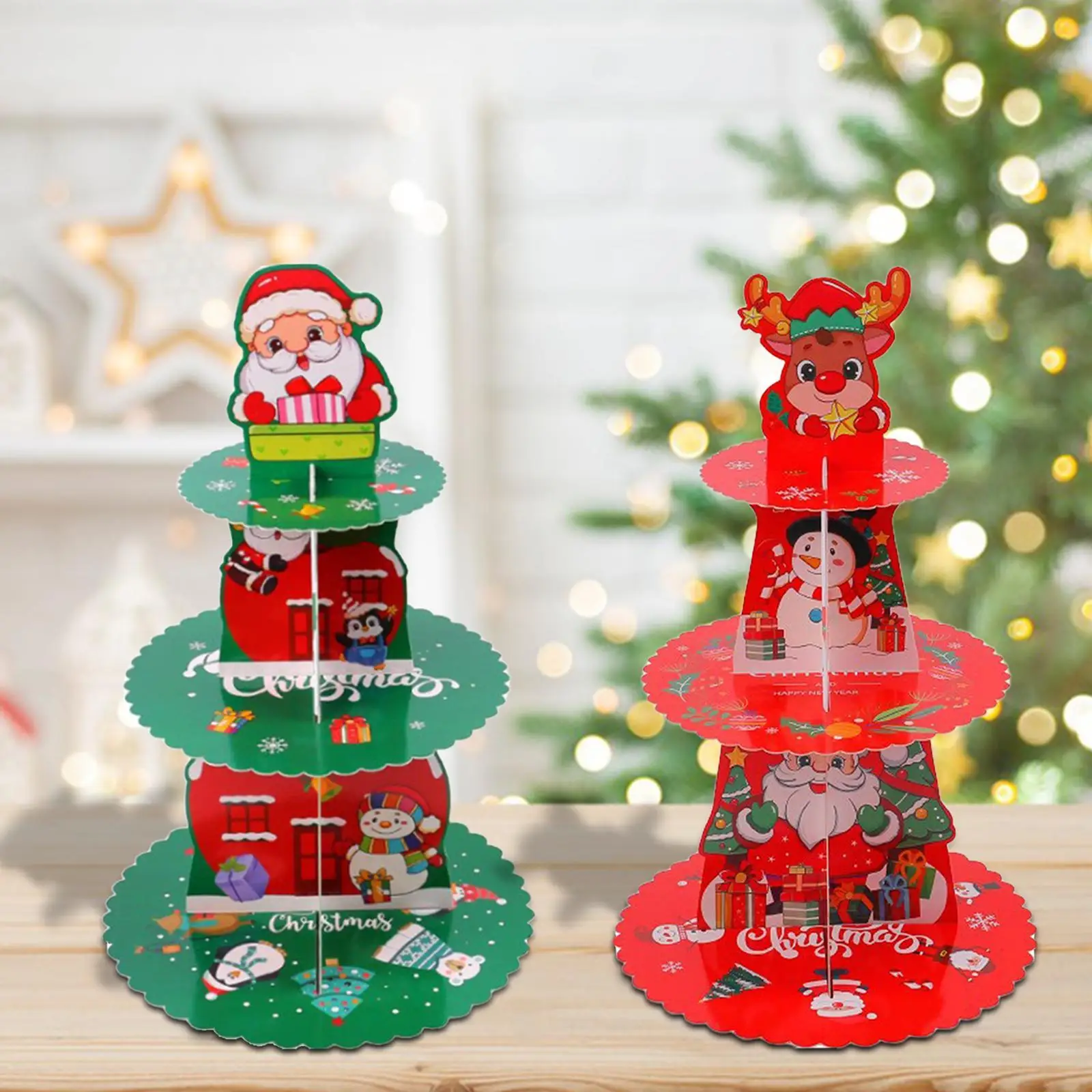 Christmas Dessert Stand Cake Stand Cardboard Cake Tower Cake Display Rack for Party Shop Supplies Halloween Festival Wedding