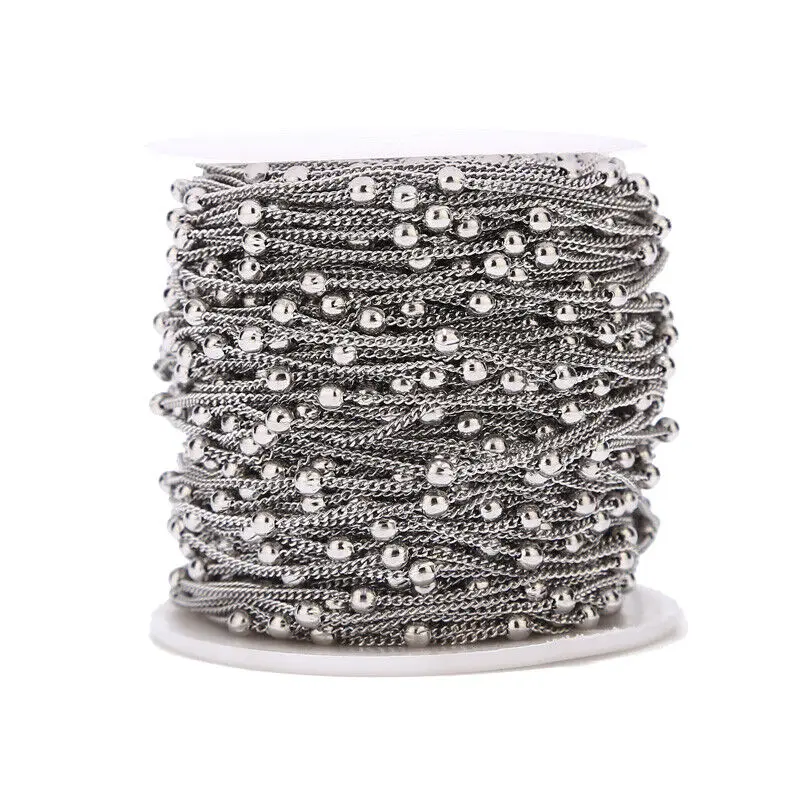 

5-метровые бордюрные шарики из нержавеющей стали, спутниковые цепочки из бисера, изготовление ювелирных изделий своими руками, фурнитура для ожерелья, браслеты, аксессуары