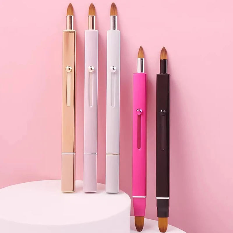 Brosse à lèvres rétractable douce Portable, brosse de maquillage à Double tête avec couvercle, brosse à rouge à lèvres, pinceaux anti-cernes, outil de beauté