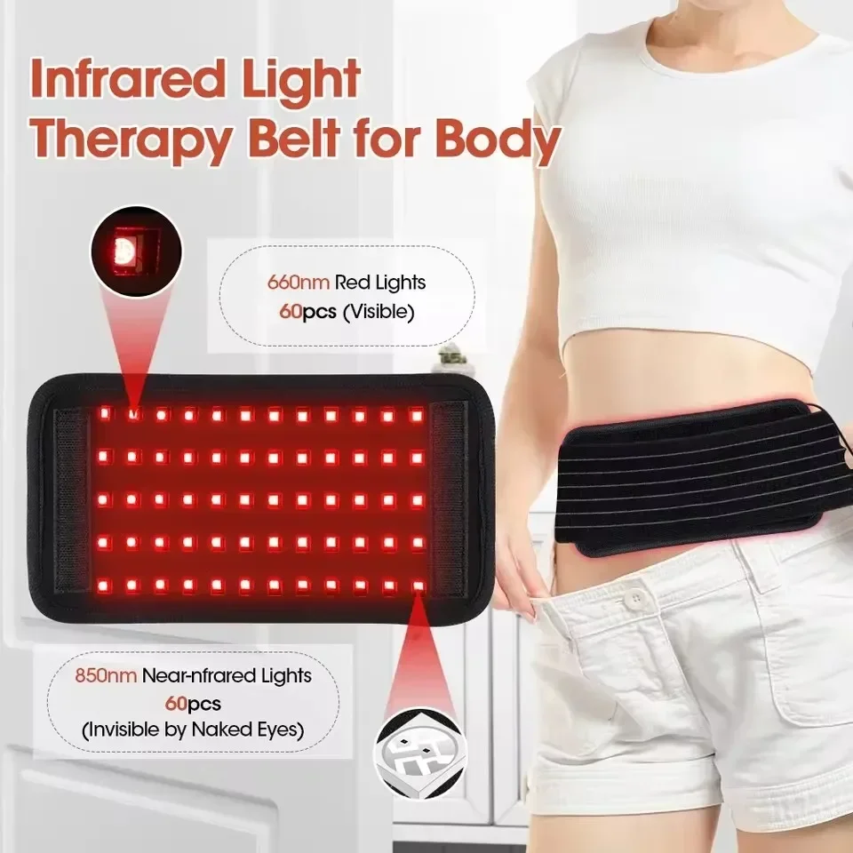 

60LED Infrared Light Therapy with Back Movement Muscle Relief and Relaxation Therapy Pad Waist Heating Pad Full Body 850nm660nm