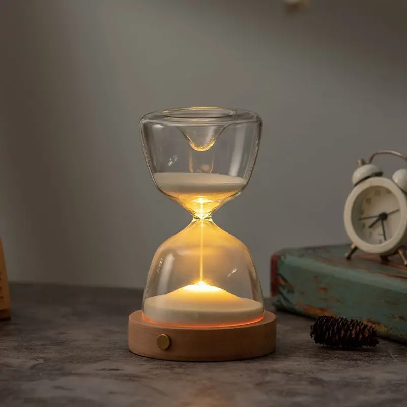 Home Decor Luminous base hourglass sense hourglass time management hourglass sixteen colors art luminous sleep lamp hourglass