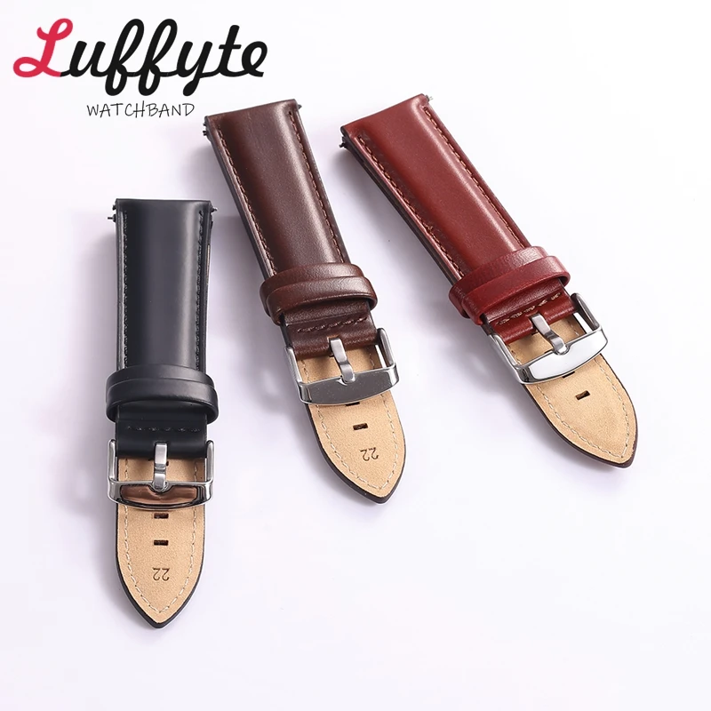 

Quick Release Leather Smartwatch Strap 18mm 20mm 22mm Wrist Band Black Brown Women's and Men's High Quality Watchbands Bracelet