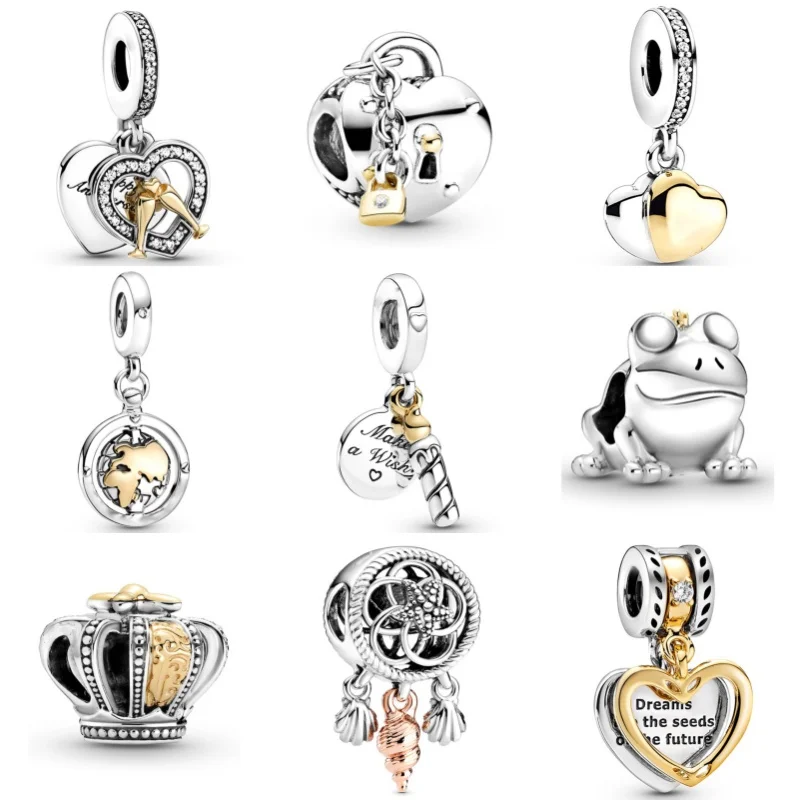 925 Banhado A Prata Charms Beads, Forever Me Pingente, Pulseira Pandora, Colar, Chaveiro, Jóias, Presentes de Carnaval, DIY, Novo, 2024