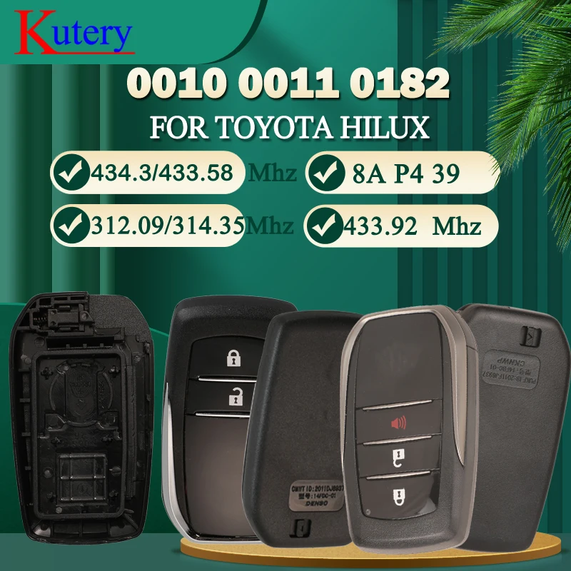 

Jingyuqin 2/3 Buttons ID8A Smart Car Key For Toyota Hilux Pcv Version 0010/0011/0182 P4 00 00 39 39 Duel Frequency Remote Fob