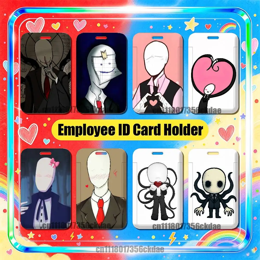 For Creepypasta Slenderman Employee ID Card Holder Office Student Work Bank Credit Badge Decoration Case