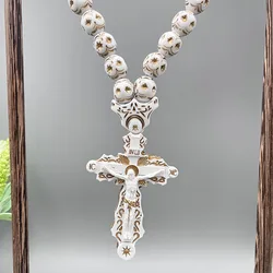 GS138-9 Necklace Cross Holy Christ Jesus Resin Paintings Exquisite Beads Redemption Religious Decoration  3D Stereo Car Pendants