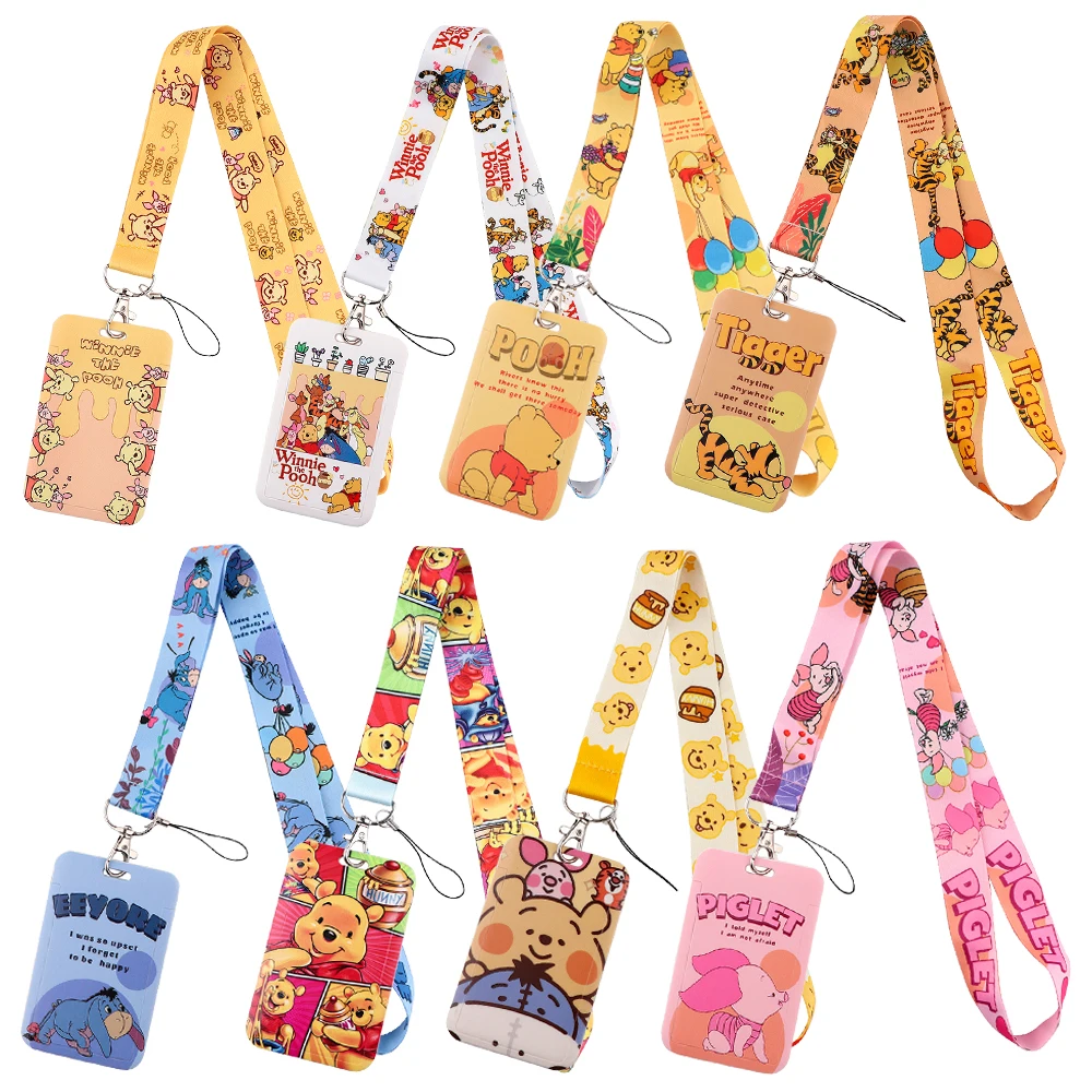 Cute Bear Credential Holder Eeyore Lanyards for Key Neck Strap For Card Badge Gym Phone Charm Keychain Keyring Accessories Gifts