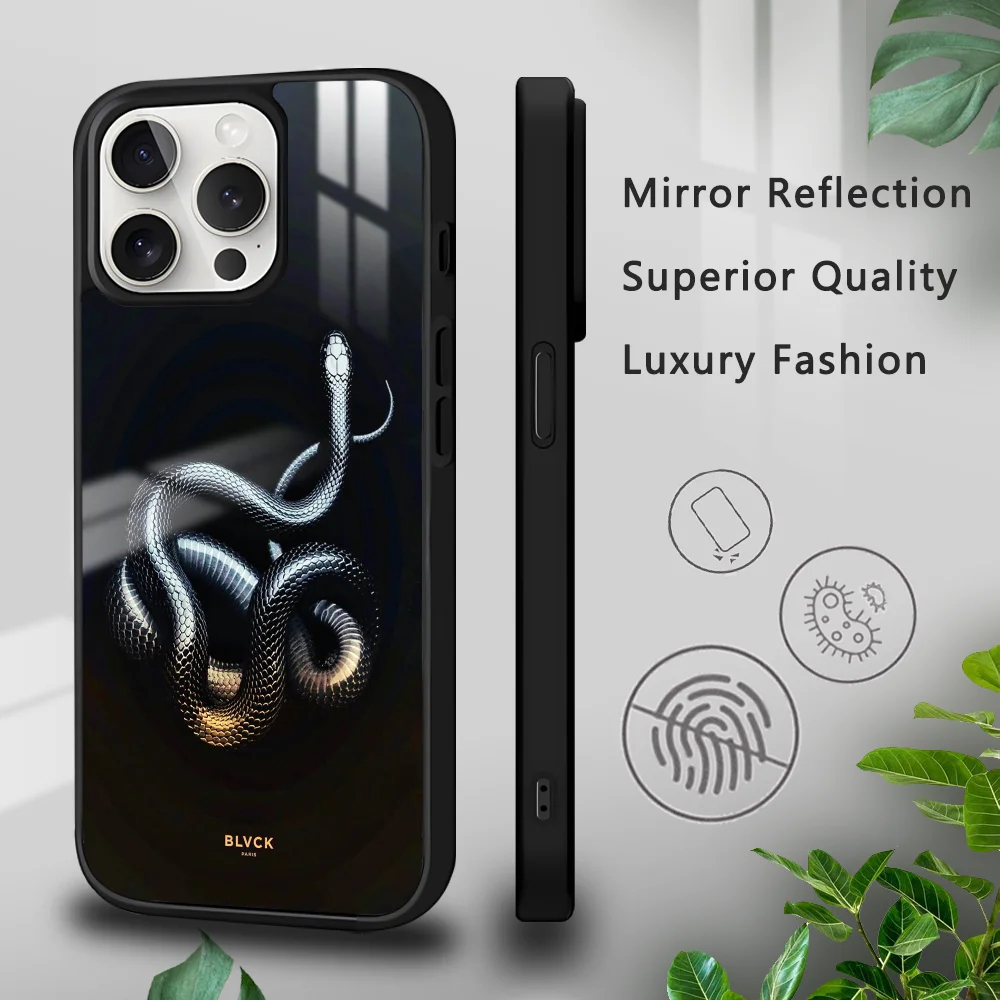 Luxury Black B-Blvck Snake Flowers Phone Case For IPhone 16 15 14 13 12 11 Pro Xs Max Mini Plus Celulares Hard Funda