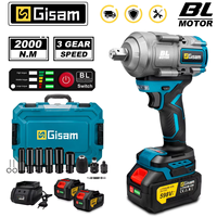 Gisam 2000N.M Torque Brushless Electric Impact Wrench 1/2 inch Screwdriver Cordless Wrench Power Tool For Makita 18V Battery Pin