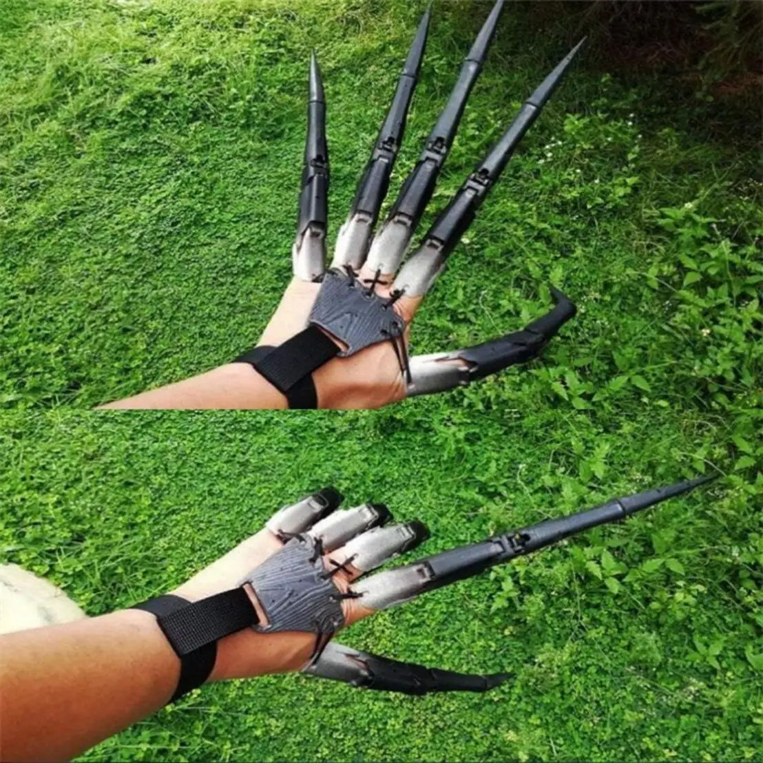 

A pair Halloween Articulated Scarry Fake Fingers Skeleton Hands Realistic Horror Ghost Claw Props Cosplay Gear Finger Glove