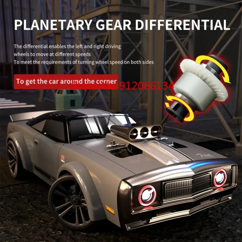 55KM/H Retro Style High-speed Radio Control Car 4WD Angel Eye Headlight Gear Differential Independent Damp RC Drift Racing Car