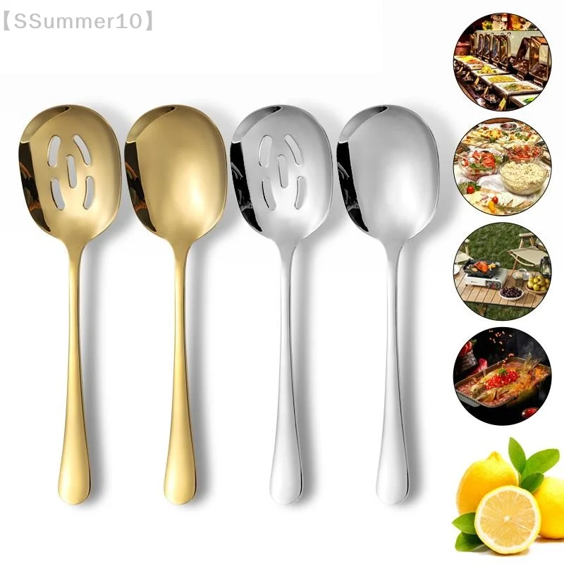 【SSummer10】Stainless Steel Serving Spoon Public Flatware Serving Spoons And Slotted Spoons Serving Spoon Kitchen Flatware【SS】