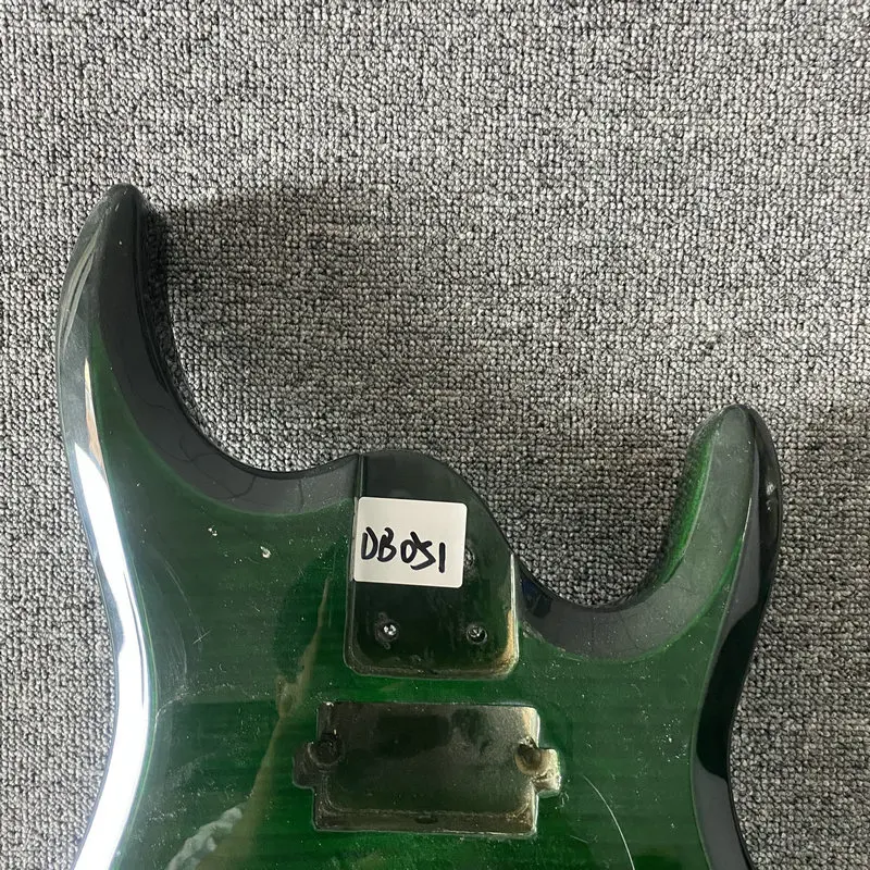 DB051 Green Flamed Maple Electric Guitar Body 2 Points Fixed Tremolo DIY Guitar Parts with Damages and Dirty for Replace