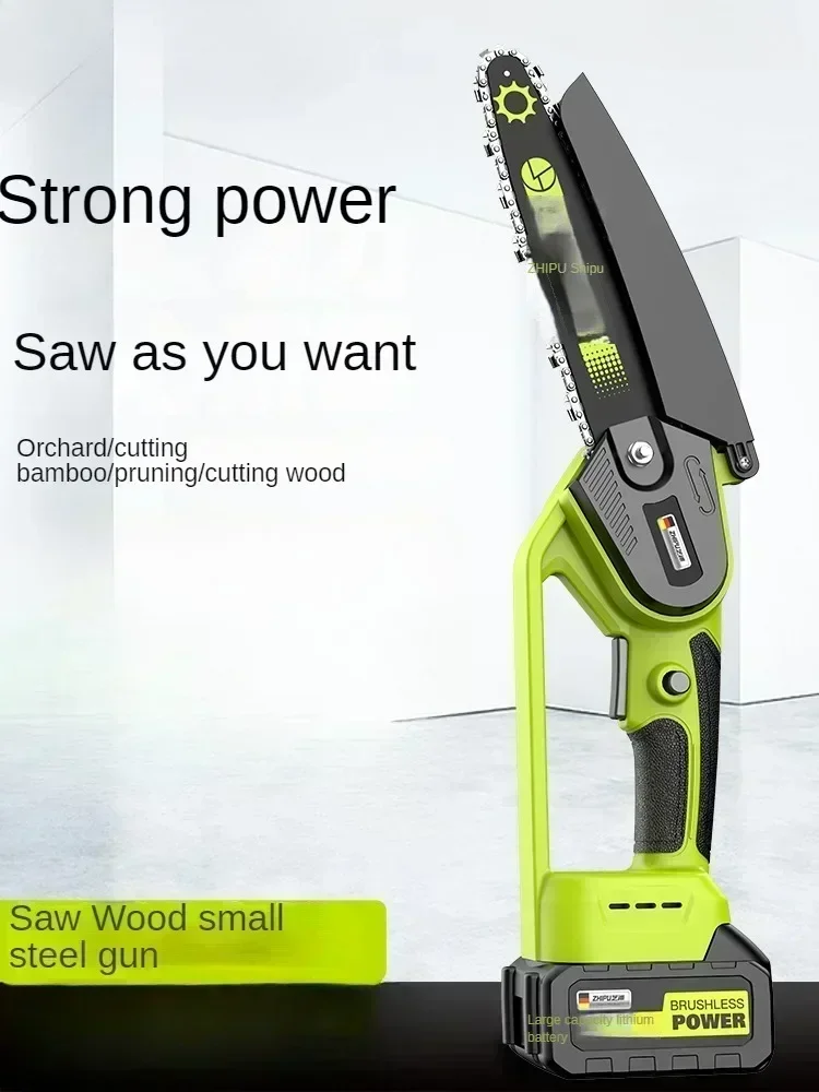 Small Cordless Chainsaw Rechargeable Handheld Electric Saw Lithium Battery Powered Wood Cutter