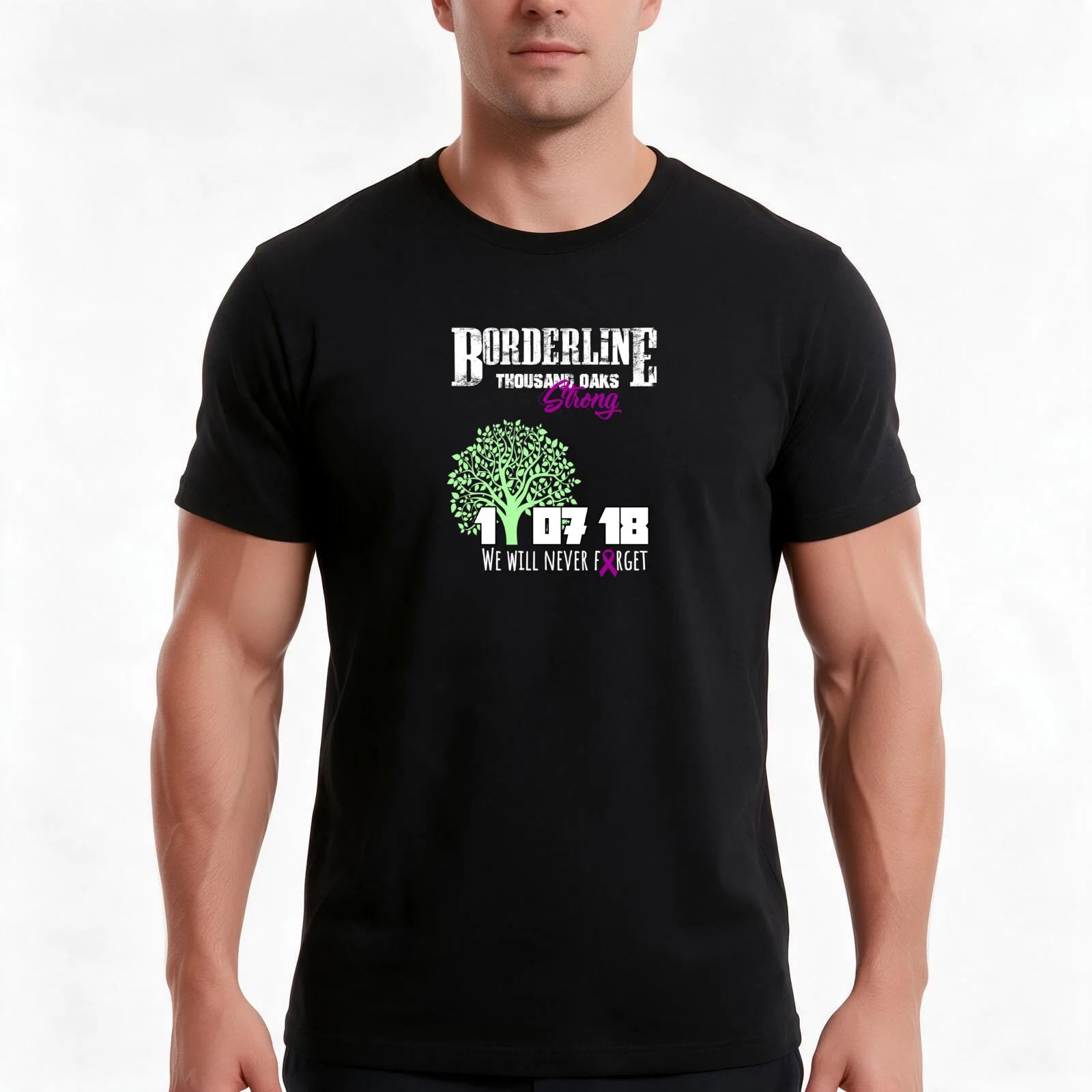 Borderline Shooting | 11 07 18 | Thousand Oaks Strong | Dark Apparel T-Shirt Summer Casual Cotton Tee Vintage Graphic Print