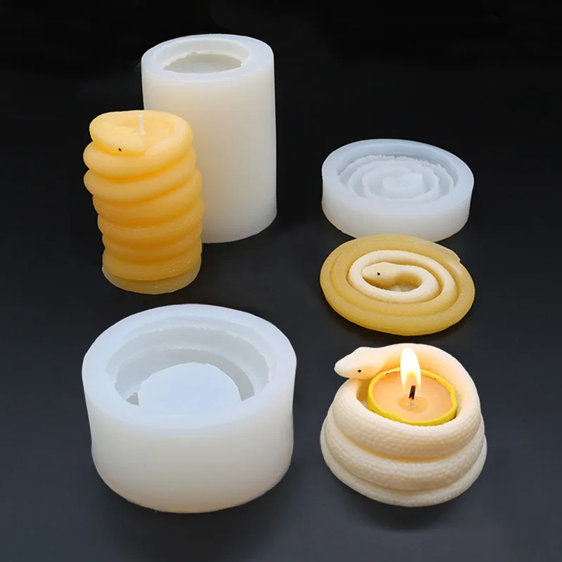 3D Creative Snake Wrapped Candlestick Shape Silicone Candle Mold Handmade Aromatherapy Resin Mold Home Crafts Decoration