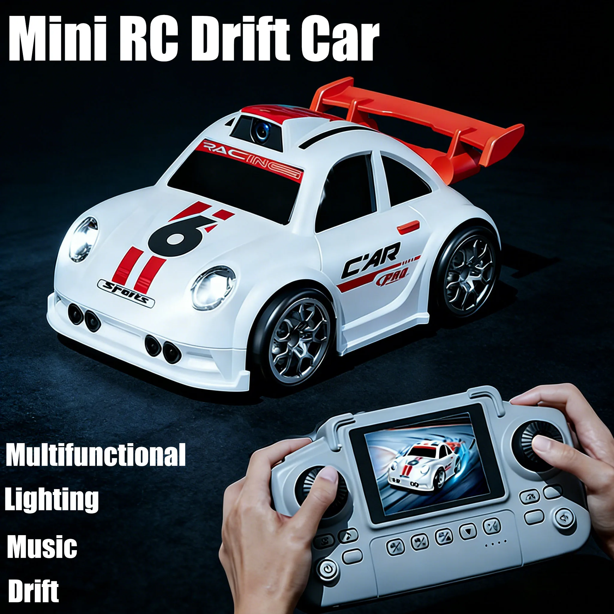 Voiture RC de drift C6 2026 avec lumières à double mode, son, caméra, contrôle par écran, induction intelligente, jouet pour enfants, cadeau pour garçons et filles