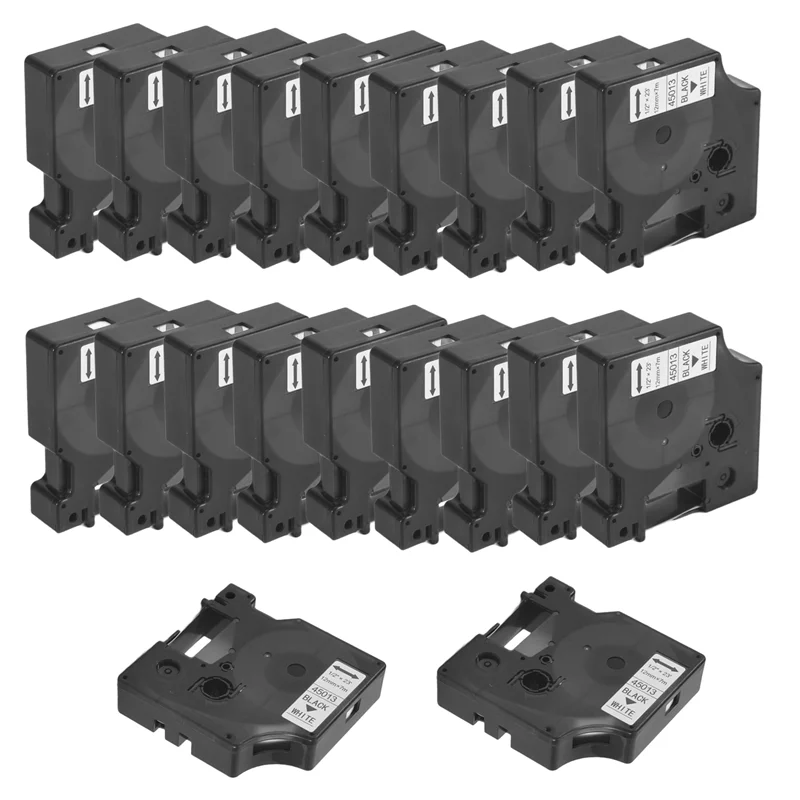 20Pcs For Dymo D1 Label Maker/Tape 45013 Black On White Label Ribbons Compatible For Dymo Label Manager 160 210 450 280-T44C