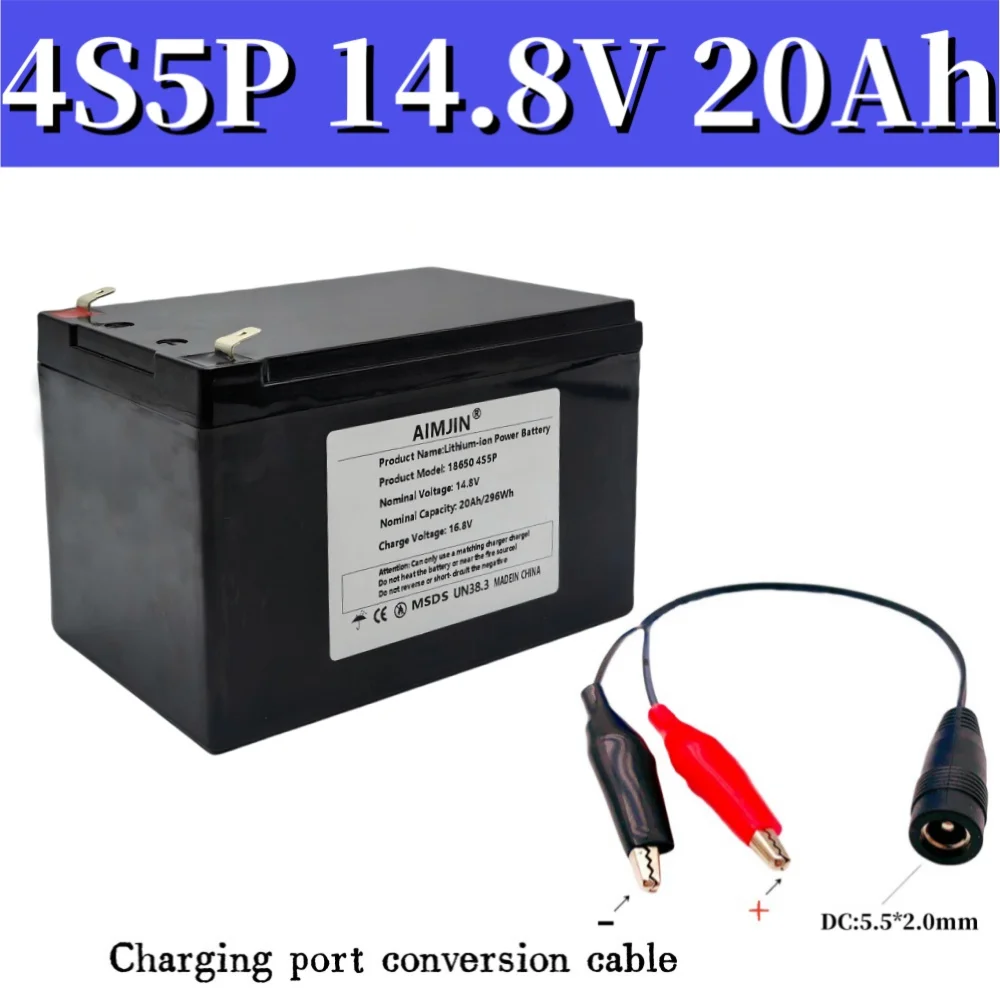 

14.8V 20000mAh Lithium-Ion Battery 4S5P 20Ah High-Power Inverter Suitable for 16.8V Equipment Tourist Car Solar Cell