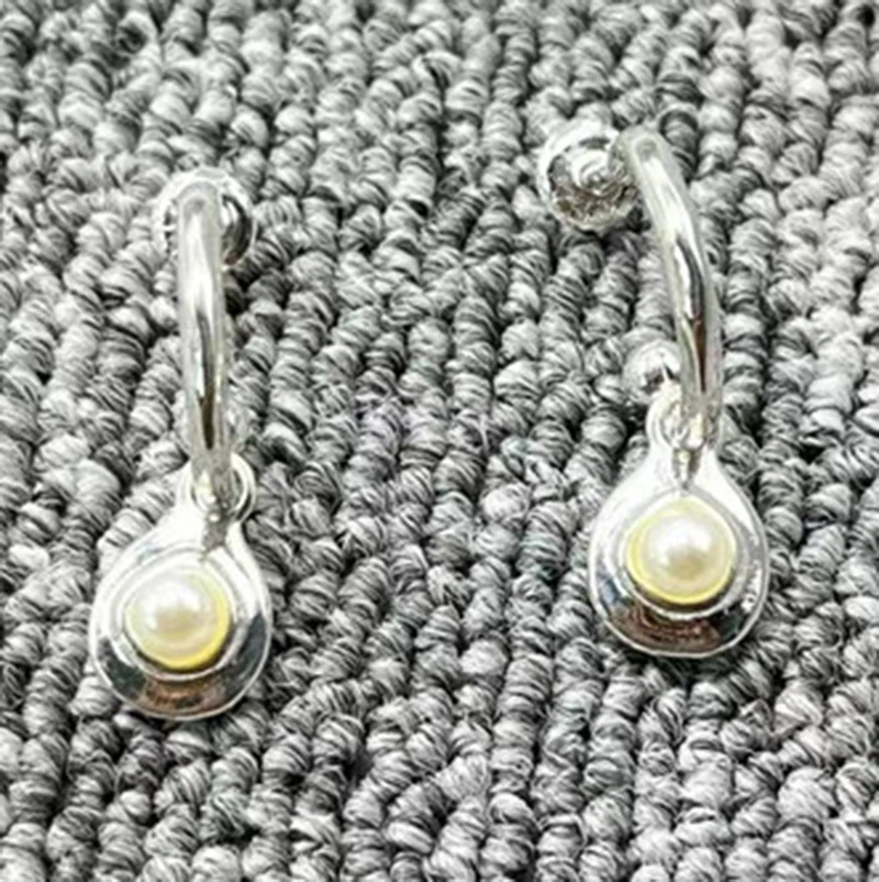 High Quaity Spain Original Fashion Electroplated 925 Silver White Round Crystal Pin Earnail Festival Jewelry Gift