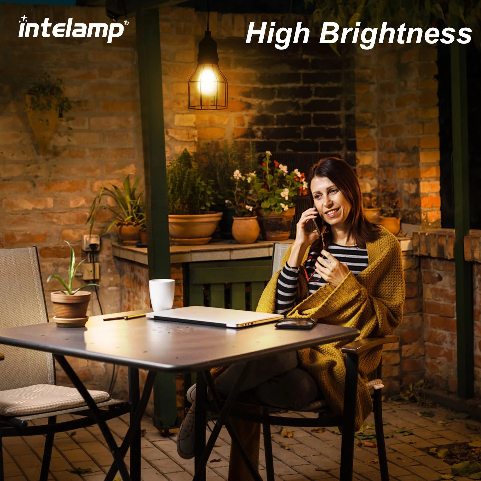 INTELAMP-luz colgante Solar para exteriores, luces impermeables para acampar, cobertizos, graneros, patios