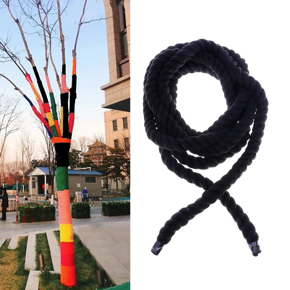 

4m Twine String Rope 20mm Cotton Thickened Craft String for DIY Decoration Clothing Packaging (Black)