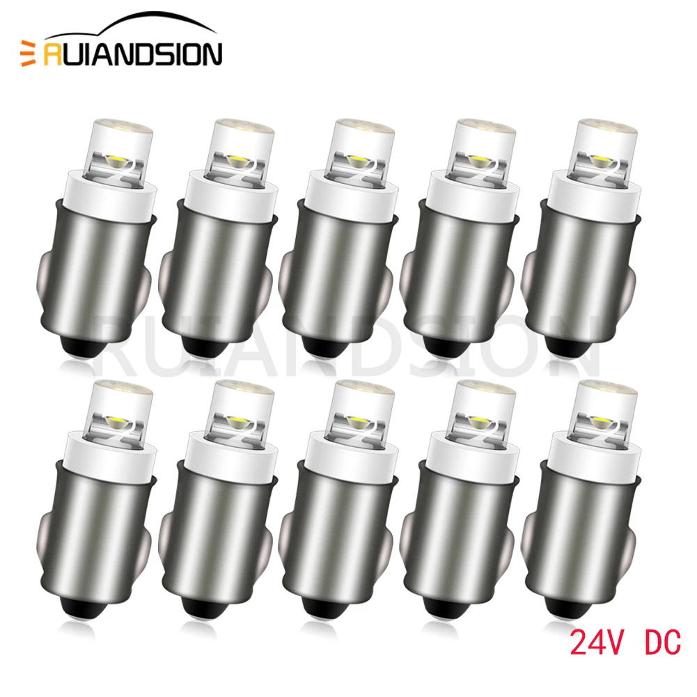 RUIANDSION 10 Pcs BA7S T7 LED Bulb DC 24V Cars Dashboard Indicator Light Trucks Instrument Warning Lamp 6000K White 50Lm 0.3W