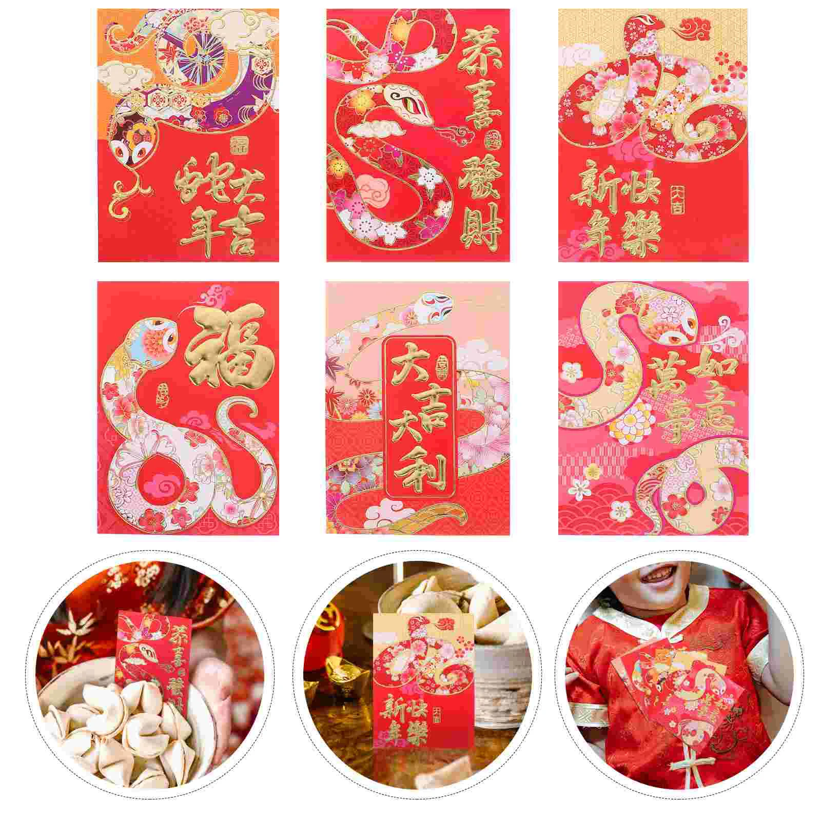 

36 Pcs Year of The Snake Red Envelope 2025 Packet Envelopes New Present Money Bag Pockets Pouch