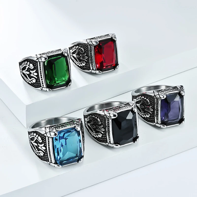 

Fashion High Quality Moissanite Stone Rings for Men Women Charm Unique Pattern Totem Stainless Steel Ring Jewelry Dropshipping