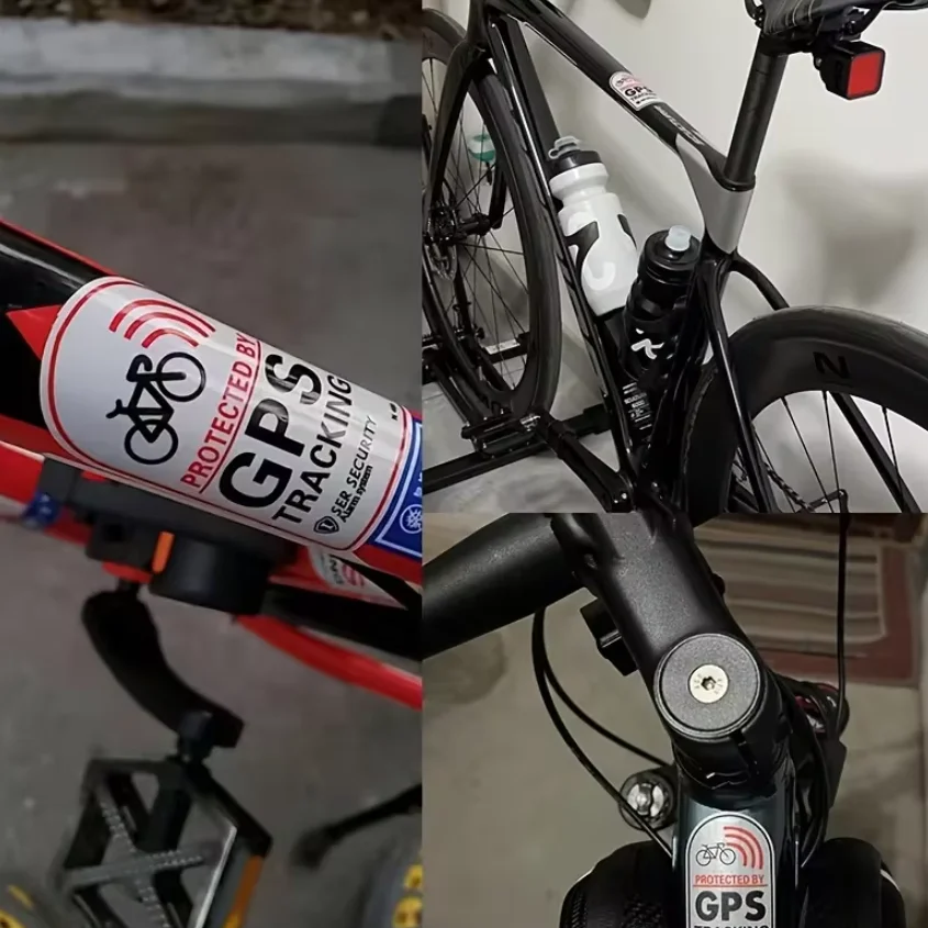 نظام تحديد المواقع تتبع ملصقات إنذار دراجة نارية سكوتر سيارة عاكس لاصقة تزيين إطار دراجة هوائية مكافحة سرقة تحذير مائي