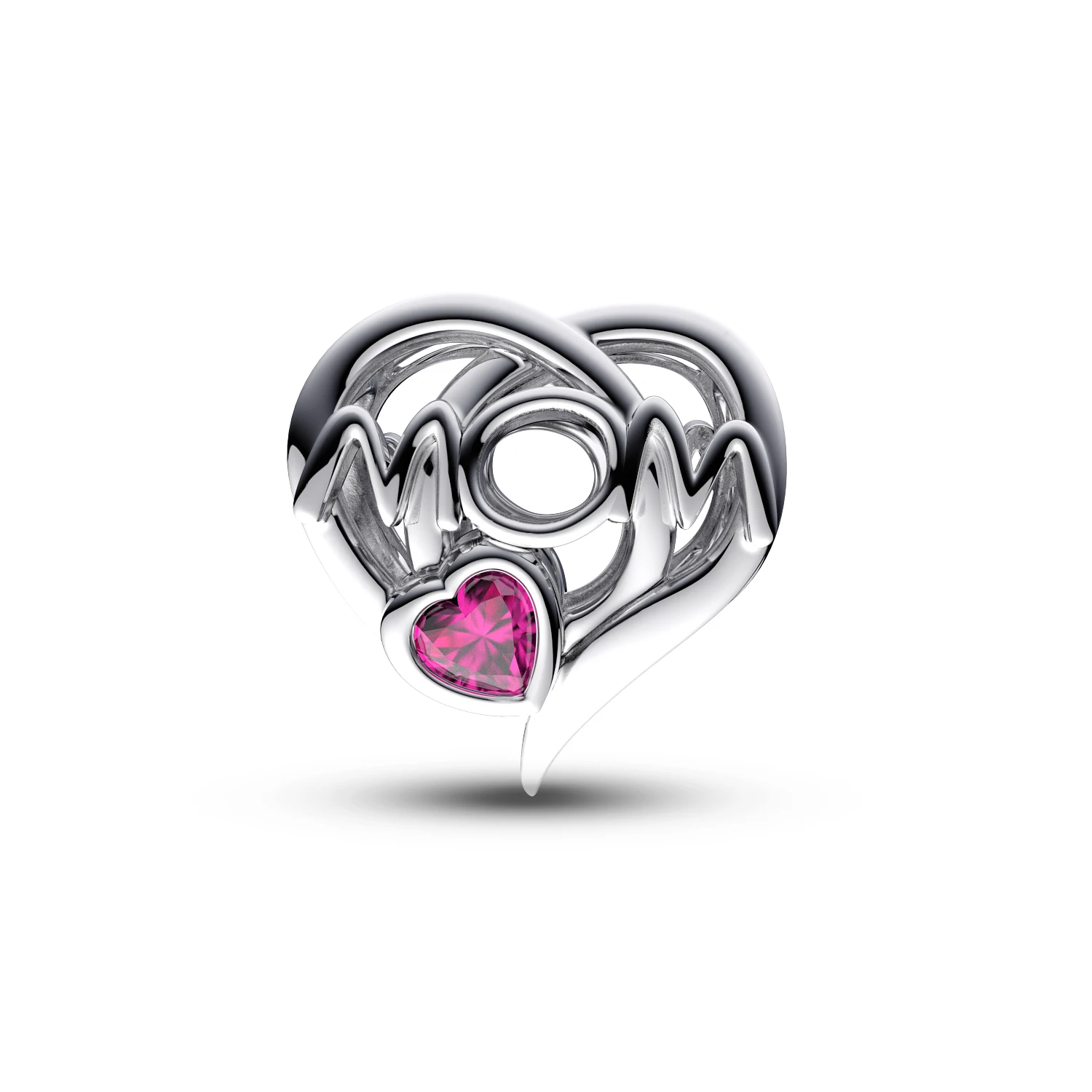 Manyilus 925 Silver MOM Heart Charm Bead Engraved Words Red Enamel Fit Original Charm Bracelets Women Jewelry Gift