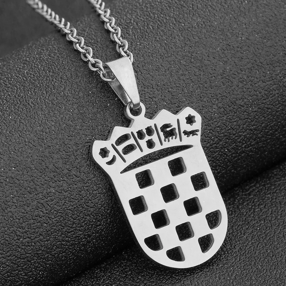 2024 New fashion Croatian badge pendant necklace for men and women couples stainless steel collarbone chain trend jewelry