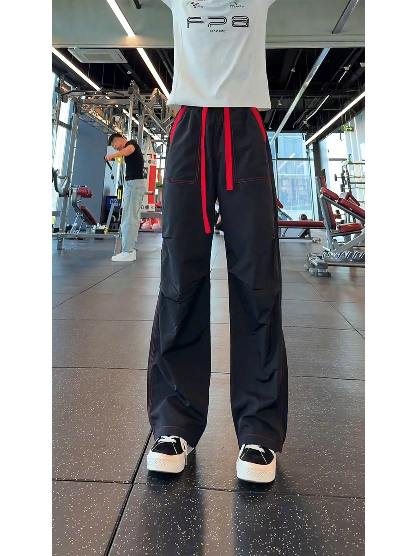 American Color Block Slim Fit Outdoor Workwear Pants Men Summer Thin Ice Silk Sports Casual Straight Leg Pants