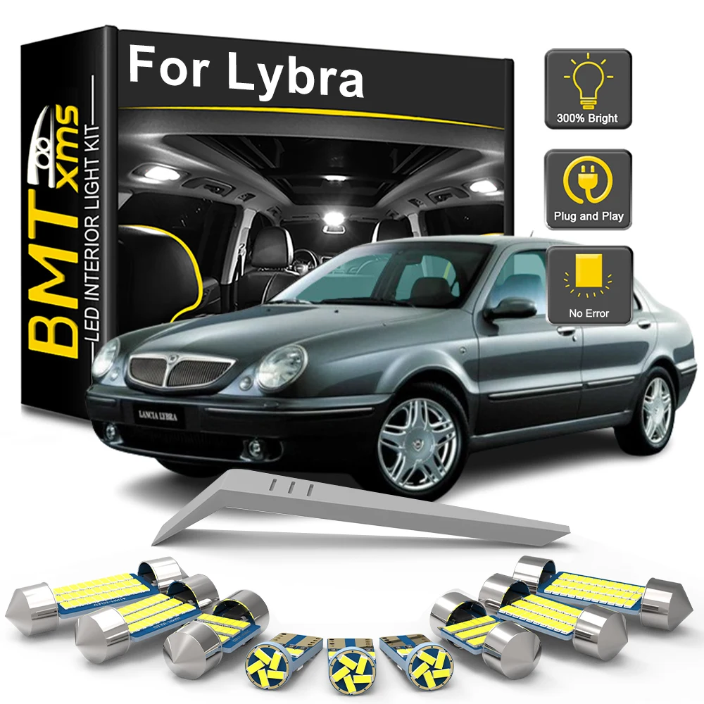 BMTxms 9Pcs LED Interior Light Bulb Kit For Lancia Lybra 1999 2000 2001 2002 2003 2004 2005 Car Map Dome Trunk Reading Canbus