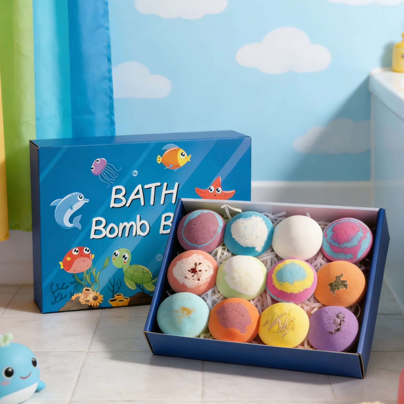 Kids Bath Bombs Inside Hidden Surprise Gentle Cleanse Colorful Rich Bubble Funny Relaxing Kid Bath Toys Children Shower Gift Set