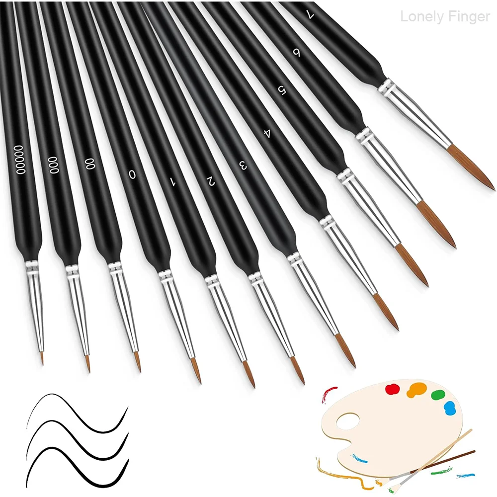 11PCs Miniature Detail Paint Brushes Set ,Made Nylon bristles. Ideal for DIY Projects Including Watercolor face Painting Acrylic