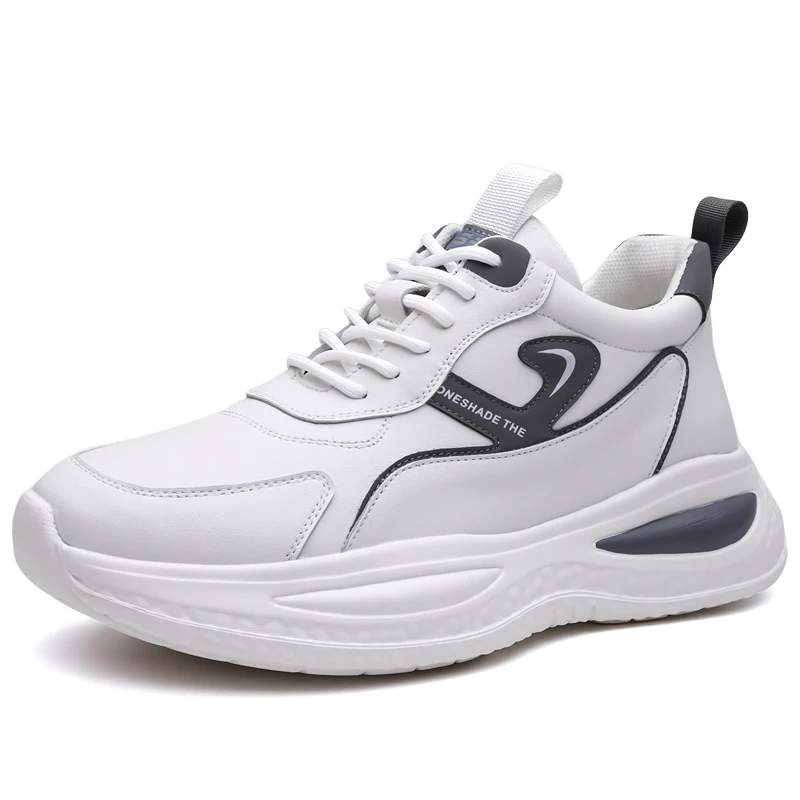 

Men's Shoes Spring Genuine Leather Soft Sole Thick Sole Sports Casual White Shoes Men's Outdoor Versatile Travel Dad Shoes