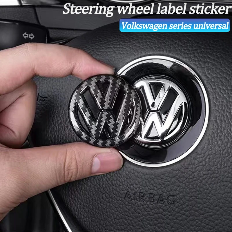 ABS Carbon Fiber Pattern Volkswagen Steering Wheel Label Sticker Badge For Volkswagen VW RLine Golf Amarok T5 T4 Phaeton Touran