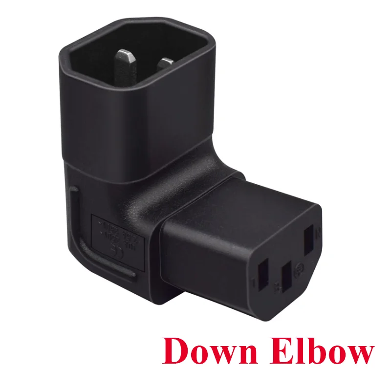 Coude noir vers le bas, convertisseur de prise d'alimentation IEC C13 à C14, prise C14 mâle à C13 femelle, connecteur adaptateur d'alimentation, prise AC