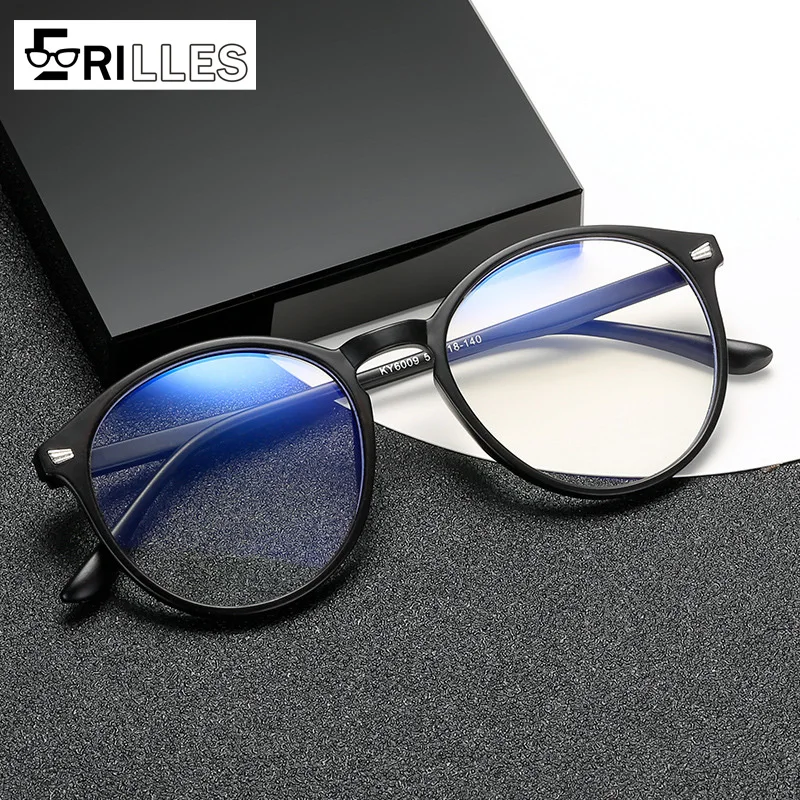 Blue Blue Light Blocking Glasses, Vintage Round Full Frame with Metal Rivet Details, Lightweight Anti-Radiation for Daily Screen Time - Aliexpress Deal