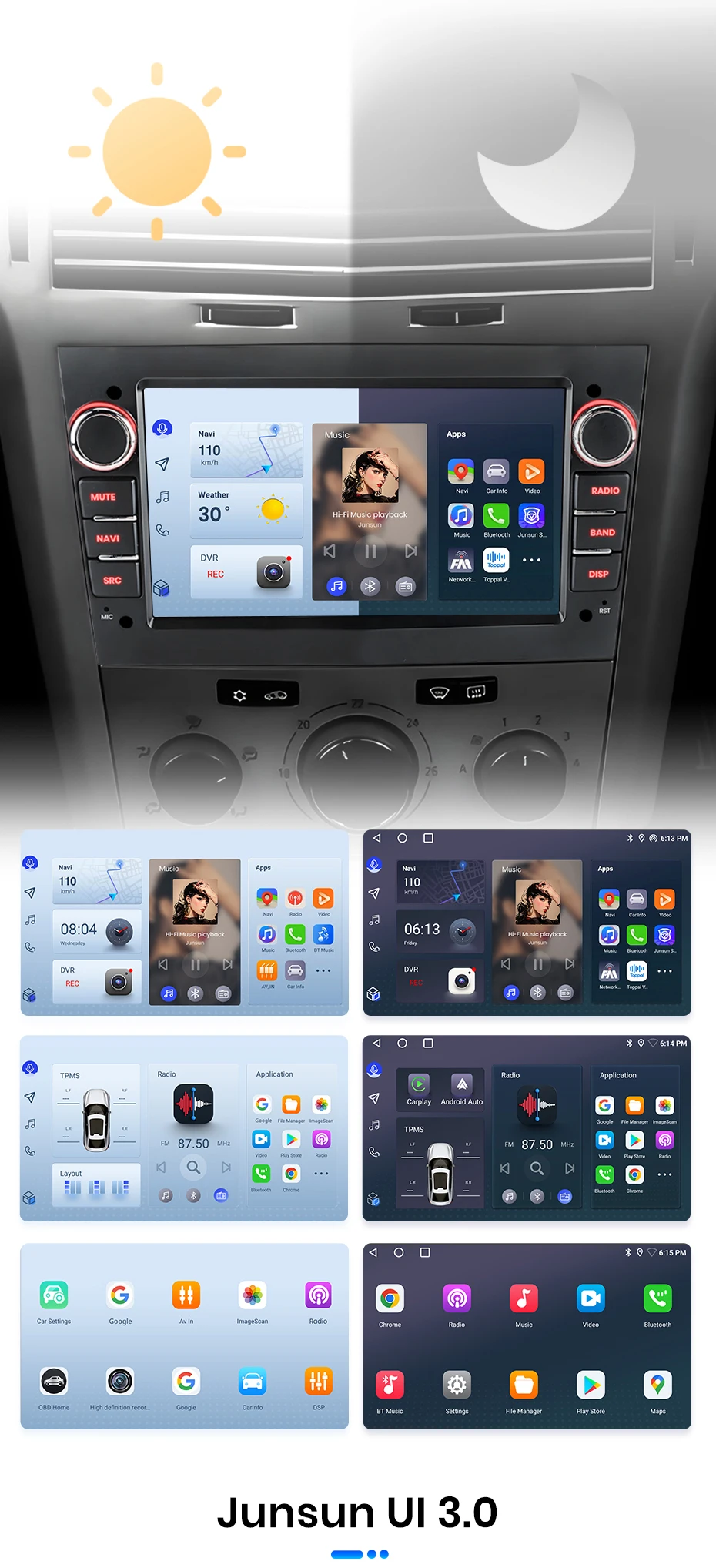 Junsun 7" Android Car Radio For Opel Astra H G J Zafira B Corsa C D Antara Vectra Vivaro Wireless CarPlay Android Auto GPS Navigation Multimedia Player IPS Touch Screen WiFi 4G DSP RDS Bluetooth FM AM SWC DAB Autoradio Stereo Head Unit 2DIN